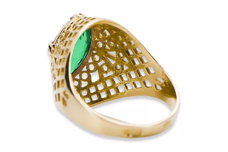 Klasyczny Vintage Pierścionek Szmaragd 14k żółte złoto vrc030y